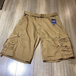 Company Eighty One Mens Cargo‎ Shorts Dark Chino Belted Multi Pocket Size 34